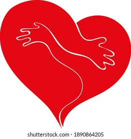 
Vector image - two halves of the heart hug each other. Valentine's Day. Element for design, greeting card.