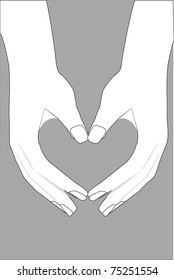 Vector image of two human hands, representing the heart