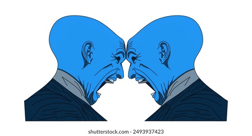 vector image of two men in suits screaming at each other on a white background