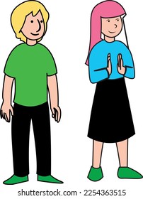 Vektorbild von zwei Männern und Frauen