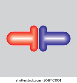 vector image of two objects getting ready to make a connection. suitable for factory logo, company logo etc