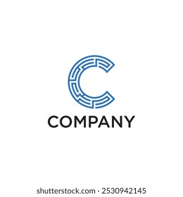 vector image of two objects of the labyrinth symbol and the letter C in abstract form