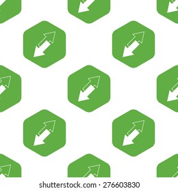 Vector image of two opposite tilted arrows in hexagon, repeated on white background