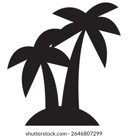 In the vector image of two palm trees, the background of the image is kept white.