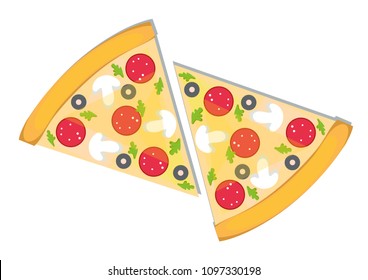 Vector image of two pieces of pizza.