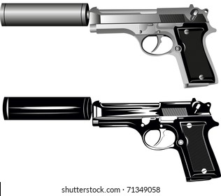 Vector image of two pistols on white background