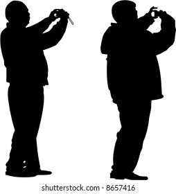 vector image of two tourists photograph