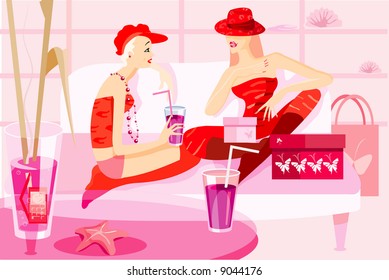 vector image of two women