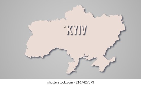 Vektorbild der Ukraine mit einer Lage ihrer Hauptstadt, Kiew Stadt. Karte der Nord-Zentralukraine. Kiew.