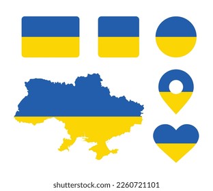 Vector image of the Ukrainian flag. Ukraine map flag vector icon