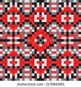 Imagen vectorial del adorno ucraniano. Patrón sin foco. 
Camisa bordada. Bordados. Patrones tradicionales ucranianos.