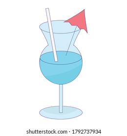 Vector image with umbrella drink and   with straw