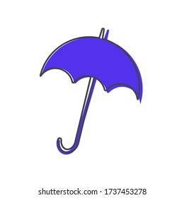 Paraguas de imagen vectorial. Icono del vector paraguas protección de lluvia estilo de caricatura sobre fondo blanco aislado.