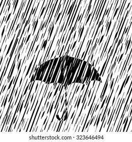 Vector image of the Umbrella in the rain in abstract art style