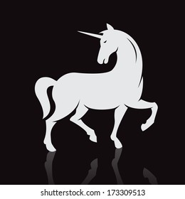 Vector image of an unicorn on black background