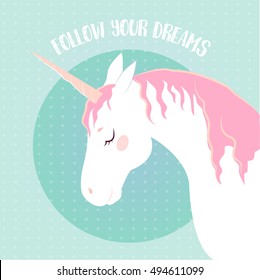 Vector image of a unicorn t-shirt, print, sticker,