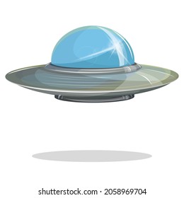 Vector image of an unidentified flying saucer. Isolated over white background. EPS 10. Cartoon style.