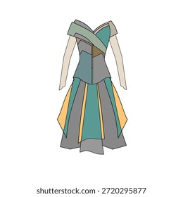 Vector Imagen de vestido de mujer única con combinación de colores