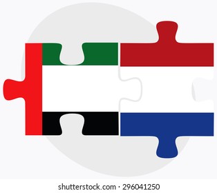 Vector Image - United Arab Emirates and Netherlands Flags in puzzle isolated on white background