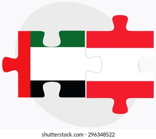 Vector Image - United Arab Emirates and Austria Flags in puzzle  isolated on white background