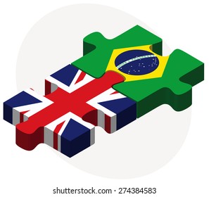 Vector Image - United Kingdom and Brazil Flags in puzzle isolated on white background

