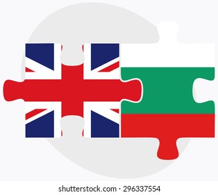 Vector Image - United Kingdom and Bulgaria Flags in puzzle  isolated on white background