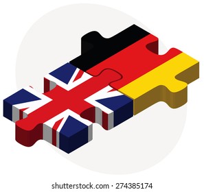 Vector Image - United Kingdom and Germany Flags in puzzle isolated on white background