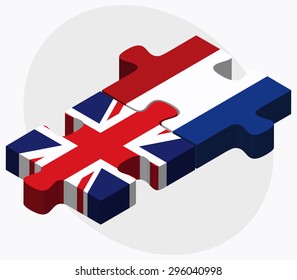 Vector Image - United Kingdom and Netherlands Flags in puzzle isolated on white background