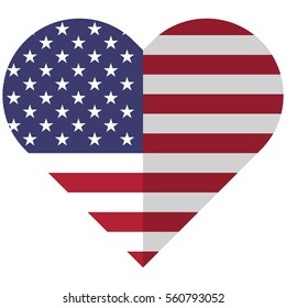 Vector image of the United States of America flat heart flag