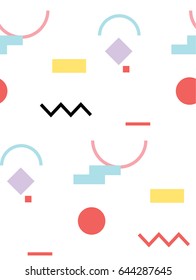 Vector image. Universal creative background consisting of colored rectangles and other forms. The design for the cards and leaflets. Original background for scrapbooking.