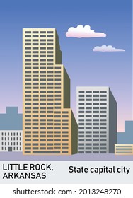 Vector image US Architecture. Tourist poster Little Rock (Arkansas)