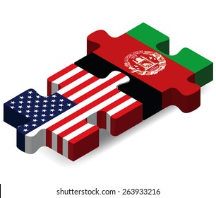 Vector Image - USA and Afghanistan Flags in puzzle  isolated on white background 