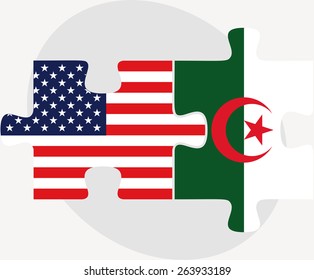 Vector Image - USA and Algeria Flags in puzzle  isolated on white background 