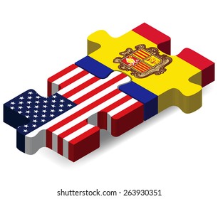 Vector Image - USA and Andorra Flags in puzzle  isolated on white background 