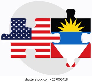 Vector Image - USA and Antigua and Barbuda Flags in puzzle isolated on white background