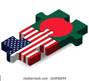 Vector Image - USA and Bangladesh Flags in puzzle  isolated on white background 