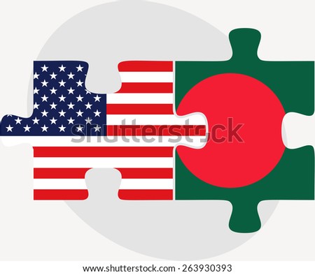 Vector Image - USA and Bangladesh Flags in puzzle  isolated on white background 