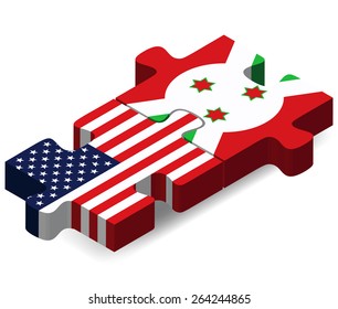 Vector Image - USA and Burundi Flags in puzzle  isolated on white background 