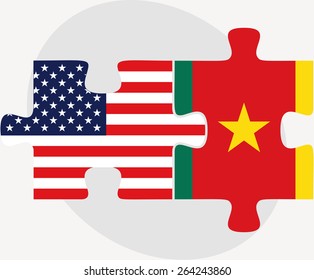 Vector Image - USA and Cameroon Flags in puzzle  isolated on white background 