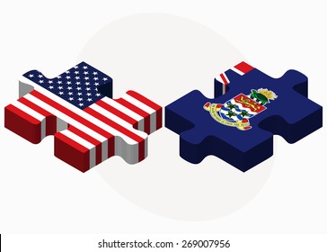 Vector Image - USA and Cayman Islands Flags in puzzle isolated on white background