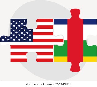 Vector Image - USA and Central African Republic Flags in puzzle  isolated on white background 