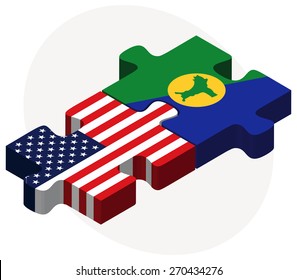 Vector Image - USA and Christmas Island Flags in puzzle isolated on white background