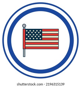 Vector Image, Usa City Icons With White Background And Blue Border