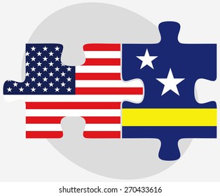Vector Image - USA and Curacao Flags in puzzle isolated on white background