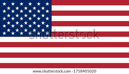 Vector image of the USA flag in accordance with the standard requirements for sizes and colors for design. July 4th USA Independence Day concept
