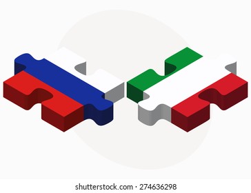 Vector Image - USA and French Guiana Flags in puzzle isolated on white background
