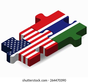 Vector Image - USA and Gambia Flags in puzzle  isolated on white background