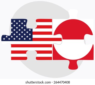 Vector Image - USA and Greenland Flags in puzzle  isolated on white background