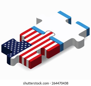 Vector Image - USA and Guatemala Flags in puzzle  isolated on white background