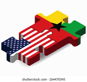 Vector Image - USA and Guinea-Bissau Flags in puzzle  isolated on white background